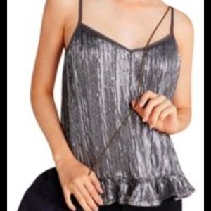Anthropologie | Amelie Sequin Tank Top Cami Blouse Ruffle size 0